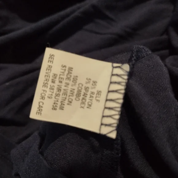 NY Collection Navy Blue Mesh Floral Embroidered Top with 3/4 Ruffle Sleeves 2X - Picture 8 of 9